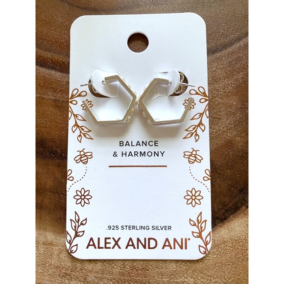 NWT Alex and Ani Honeycomb Huggie Hoop Earrings - Picture 5 of 8